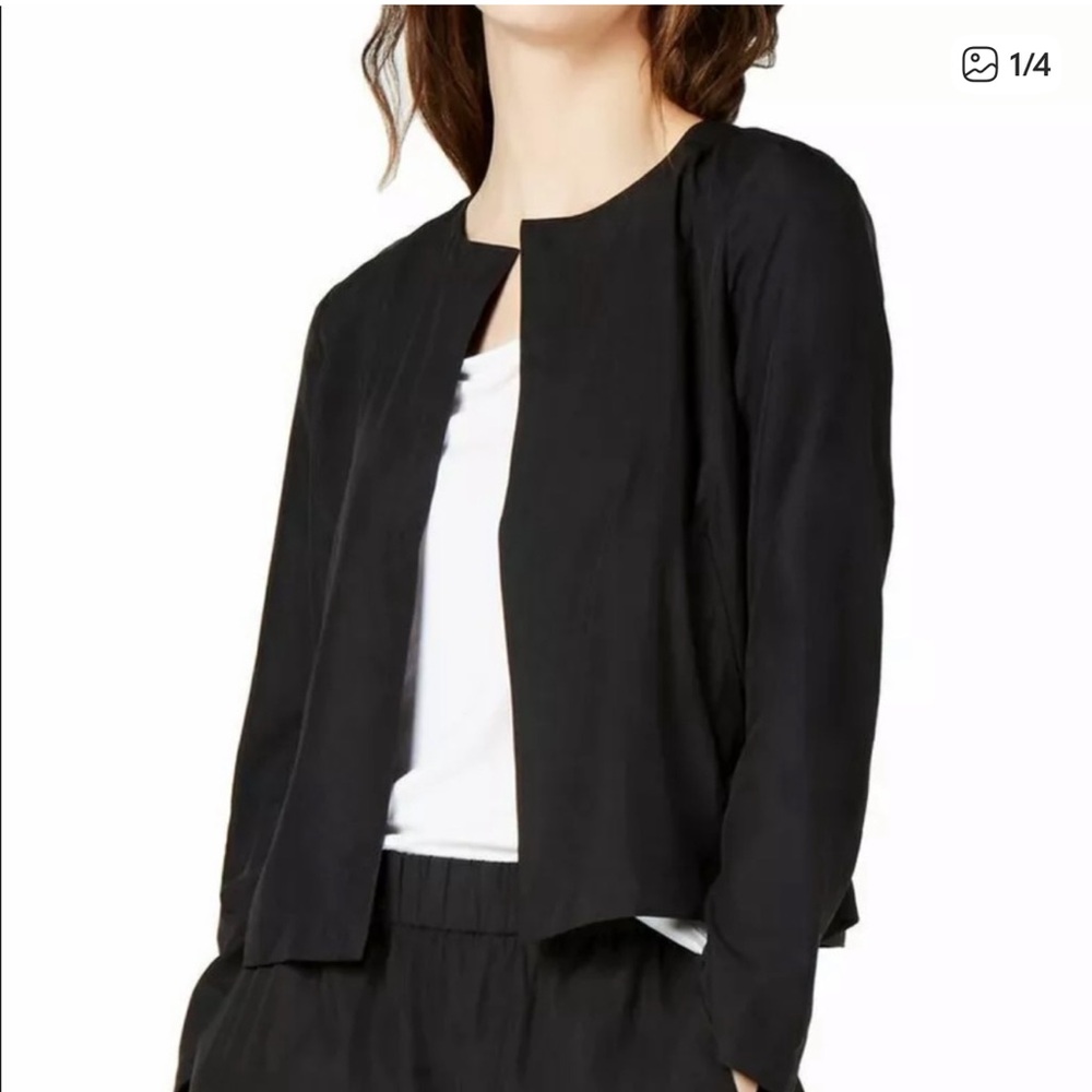 Eileen Fisher Black Crop Tencel Lyocell Jacket